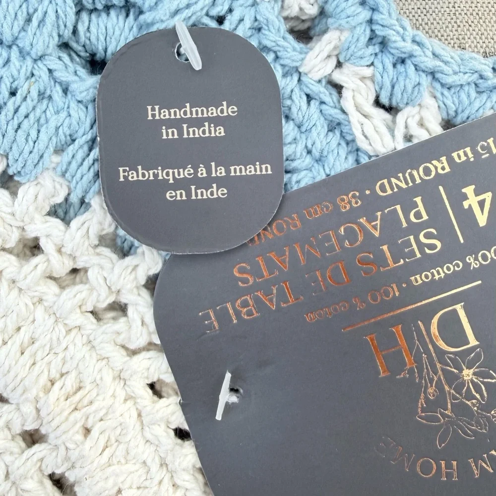 Blue and White Crochet table placemats set of 4